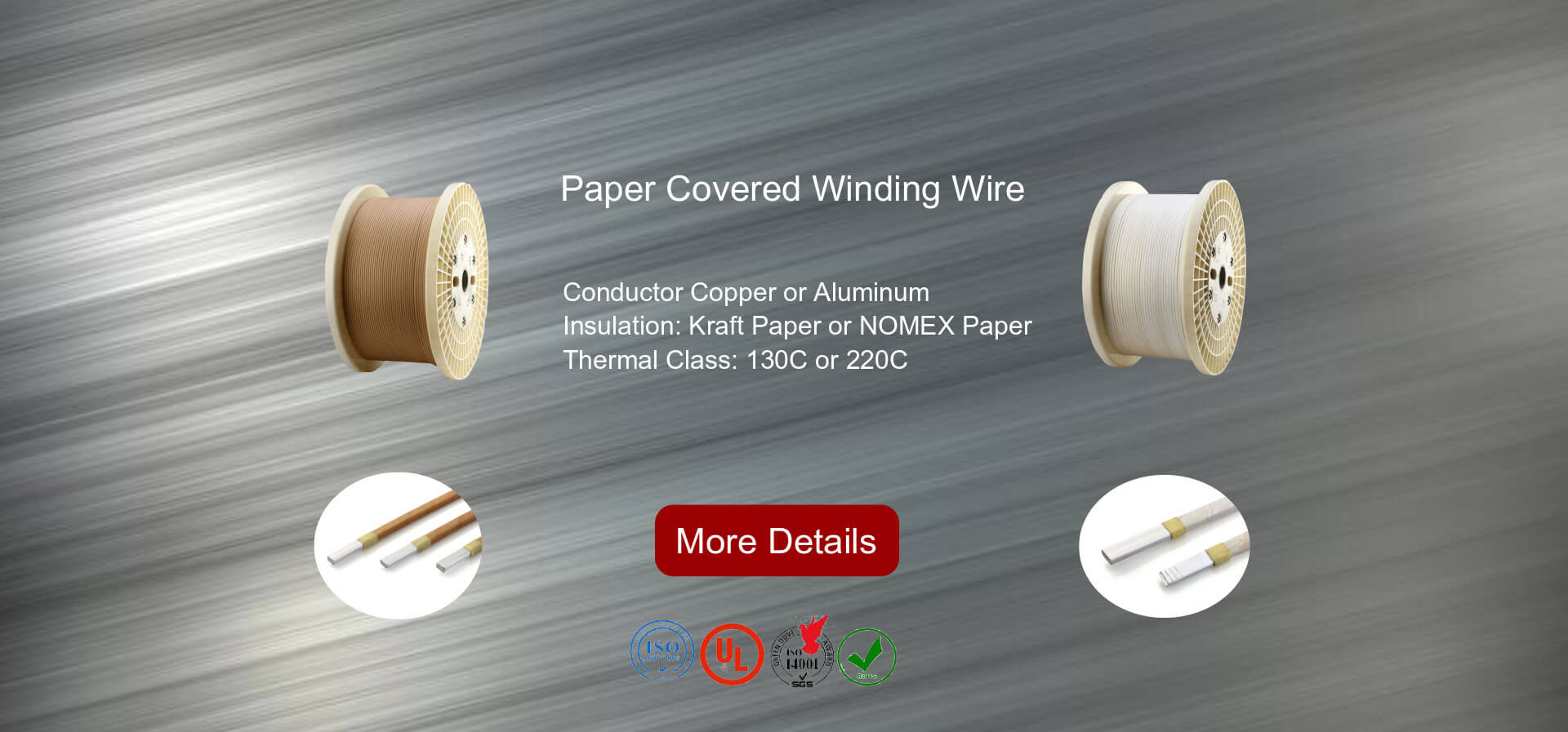 Fiberglass Covered Winding Wire,film coated wire,kapton insulated wire